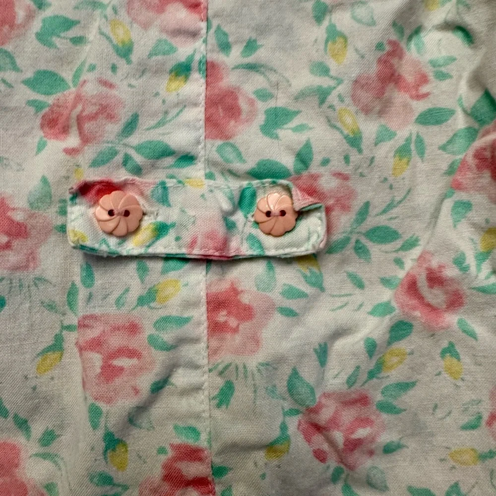 Mine Alone Floral Pastel Toddler Cotton Vintage 80s Romper With Pockets, 4T, EUC
